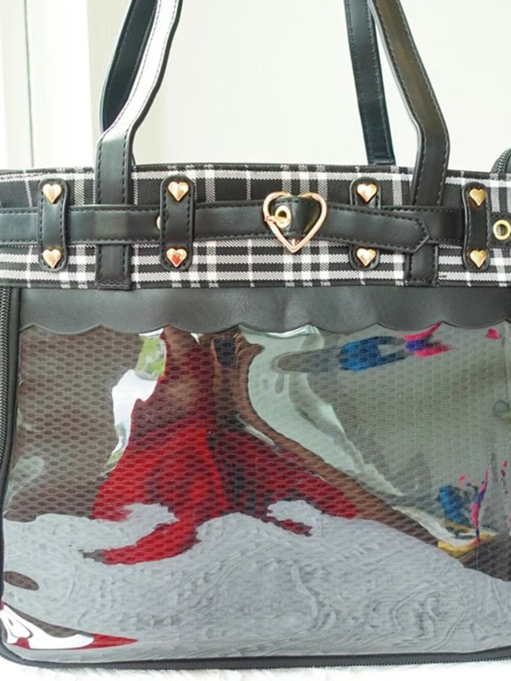 BLACK Y2K Plaid Ita Bag Crossbody Tote Shoulder Bag Kawaii Pin Display Itabag - Picture 6 of 11